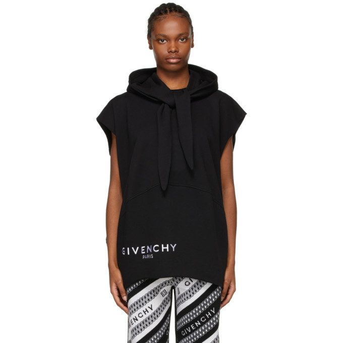 Photo: Givenchy Black Sleeveless Logo Hoodie