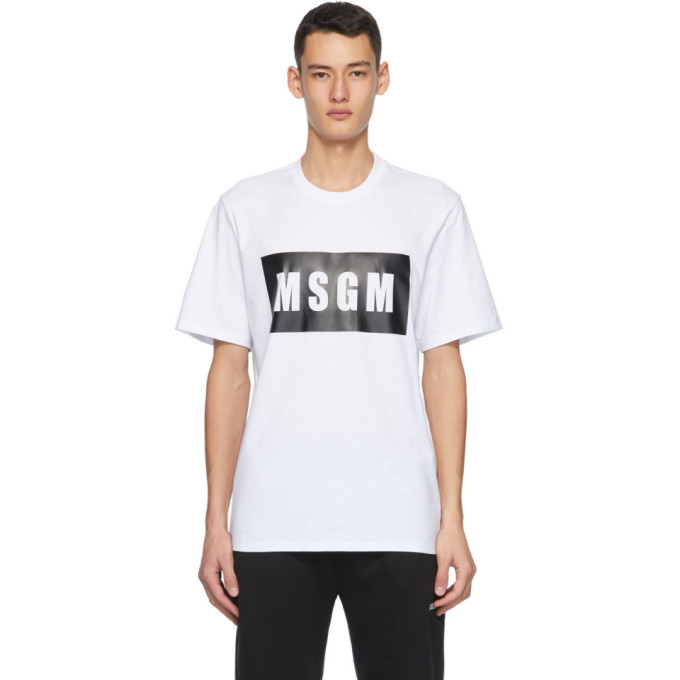 Photo: MSGM White Logo Box T-Shirt