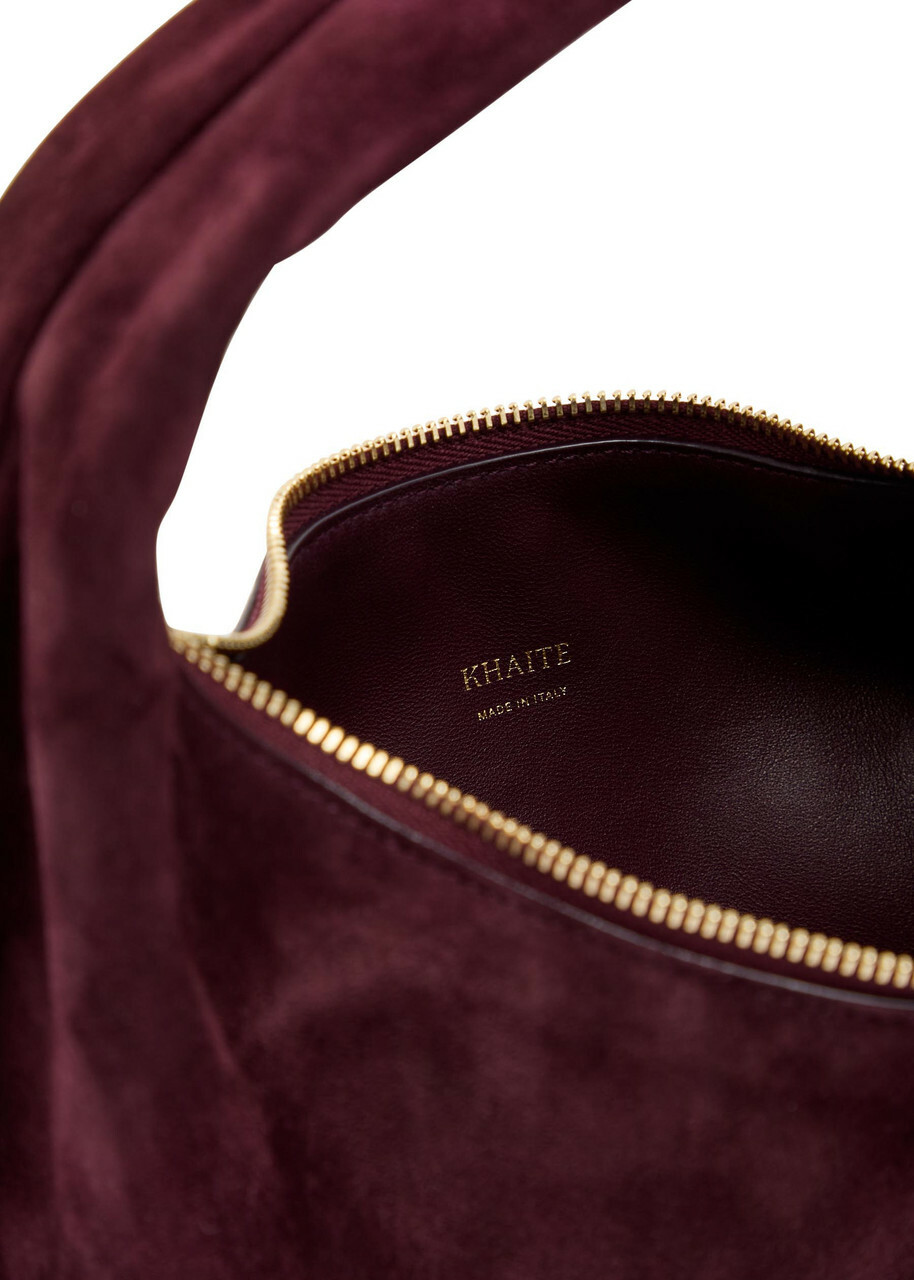 Khaite Olivia Mini Suede Hobo top Handle bag - Burgundy - One Size
