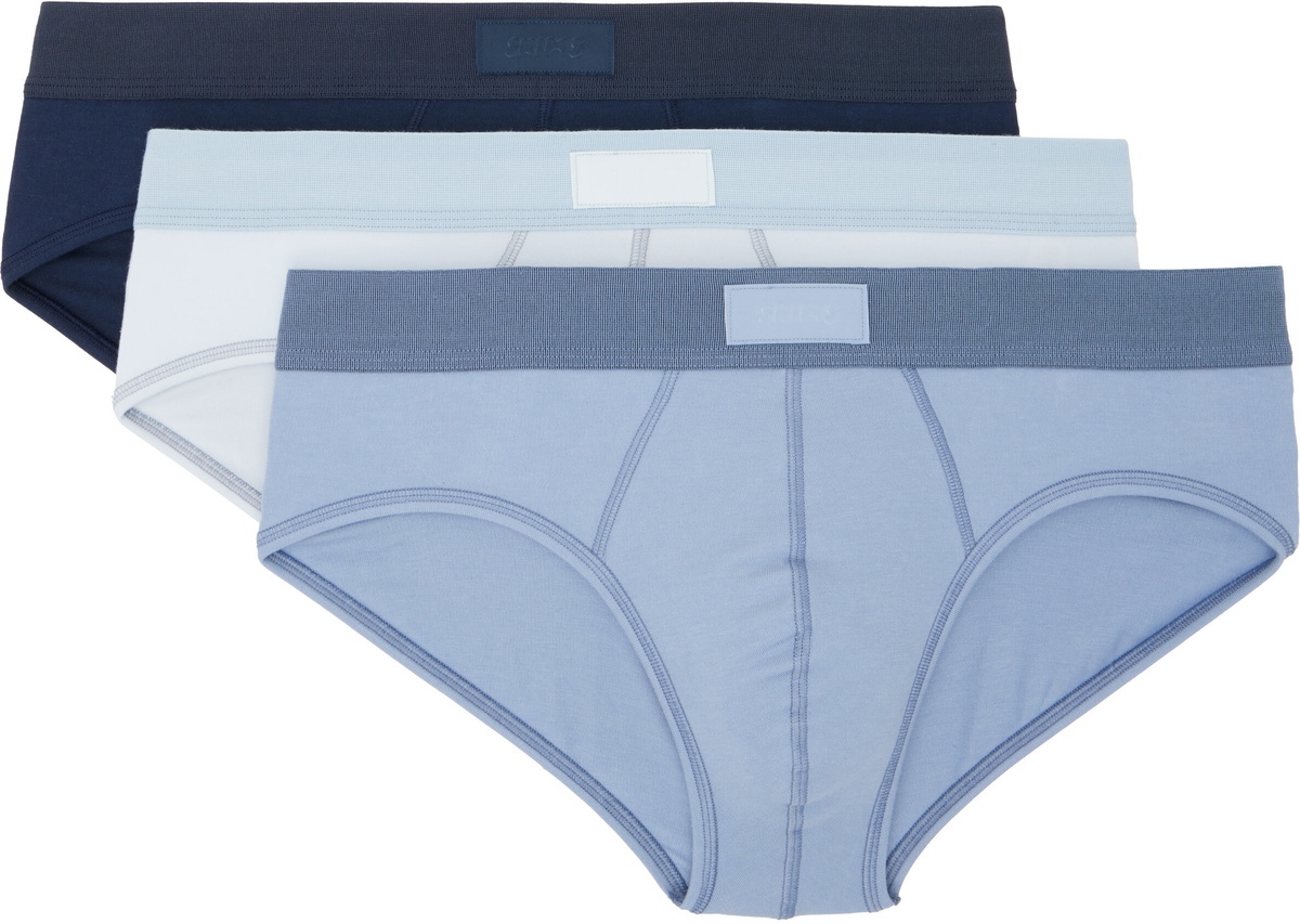 SKIMS Three-Pack Blue SKIMS Cotton Briefs