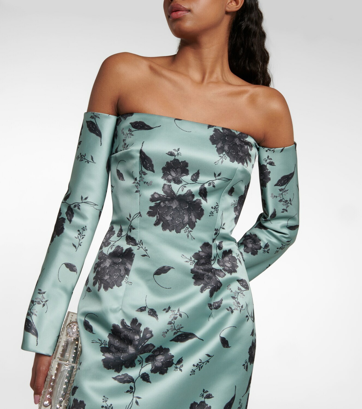 emilia wickstead ragna dress green rose floral print taffeta faille Ragna floral taffeta faille gown in blue - Emilia Wickstead