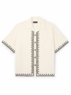 Alanui - Akasha Camp-Collar Embroidered Striped Cotton-Blend Shirt - Neutrals