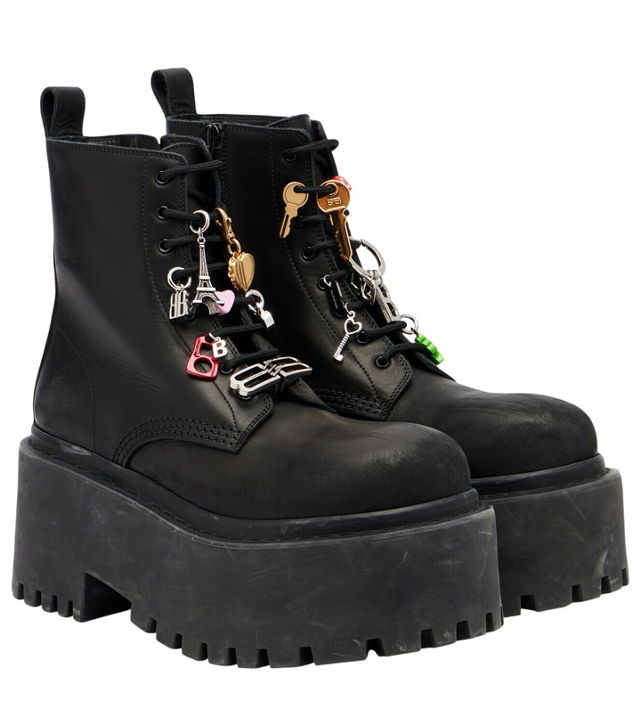 Photo: Balenciaga Embellished leather platform combat boots