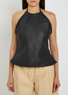 Arma Cecilia Woven Leather top Black