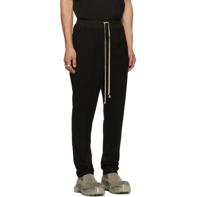 Rick Owens Black Drawstring Long Astaire Trousers Rick Owens