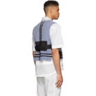 Craig Green Blue Cotton Acid Wash Line Stitch Vest