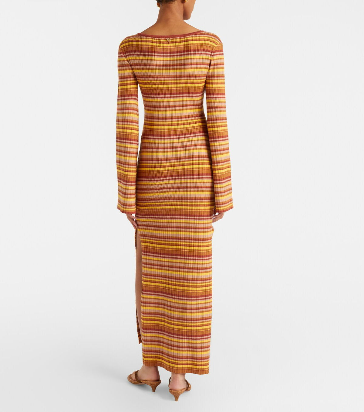 Bananhot Rey cutout ribbed-knit striped maxi dress