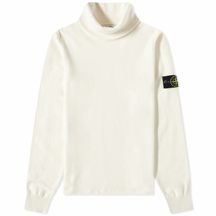 Photo: Stone Island Men's Stretch Wool Roll Neck Knit in Natural