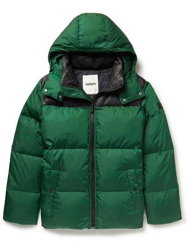 Photo: Yves Salomon - Leather-Trimmed Quilted Nylon Hooded Down Jacket - Green