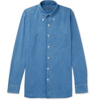 TOM FORD - Button-Down Collar Cotton-Chambray Shirt - Blue