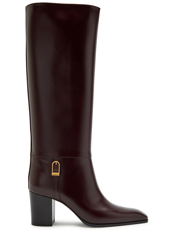Photo: Saint Laurent Julia 70 Leather Knee-high Boots Burgundy