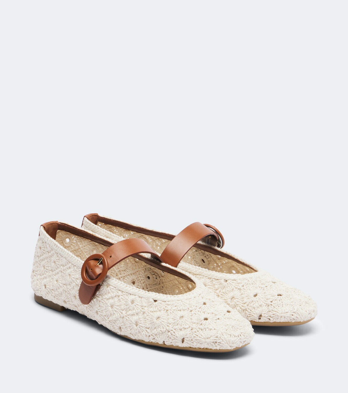 Aquazzura Loom macramé Mary Jane flats