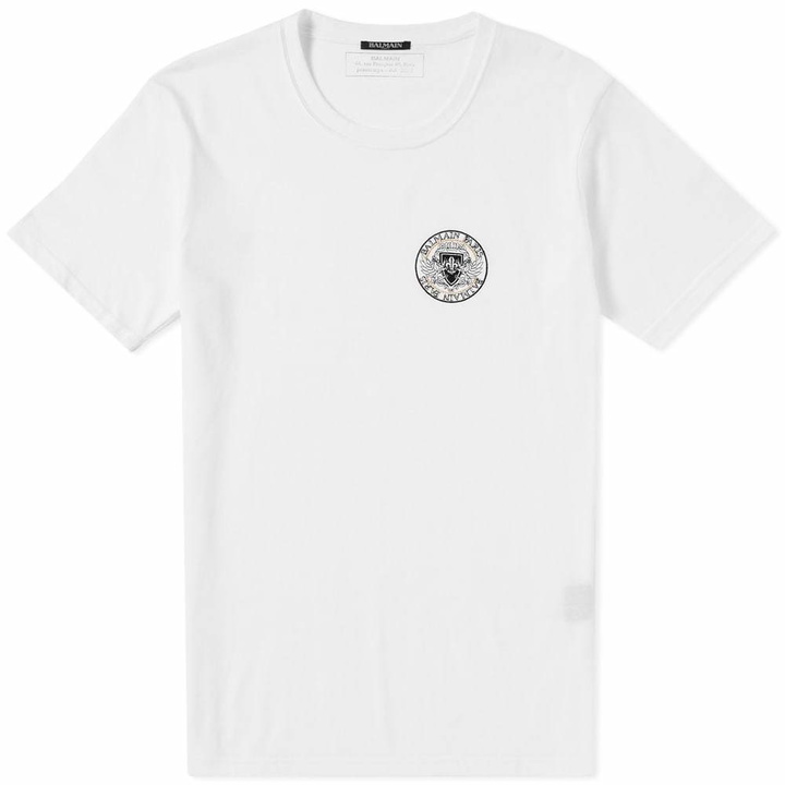 Photo: Balmain Embroidered Chest Logo Tee White