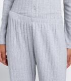Leset Pointelle cropped cotton wide-leg pants