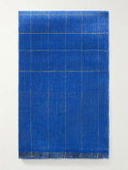 Anderson & Sheppard - Frayed Checked Cashmere-Twill Scarf - Blue