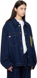 Charles Jeffrey LOVERBOY Navy Knit Patch Cargo Denim Jacket