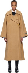 GANNI Tan Wool-Blend Coat