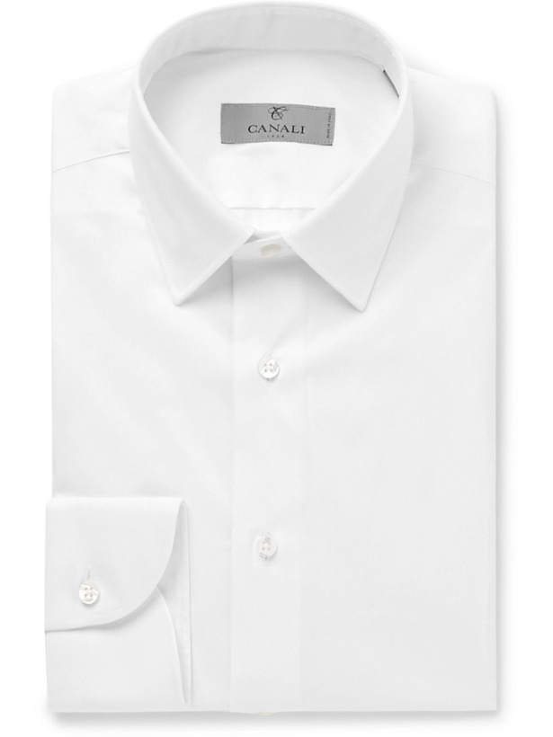Photo: Canali - Slim-Fit Cotton-Blend Shirt - White