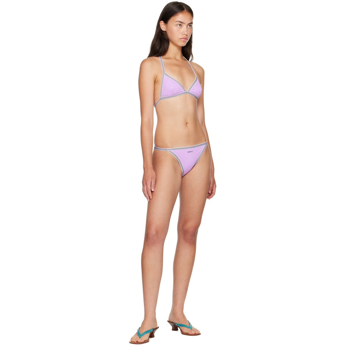 Versace Purple Greca Bikini Top