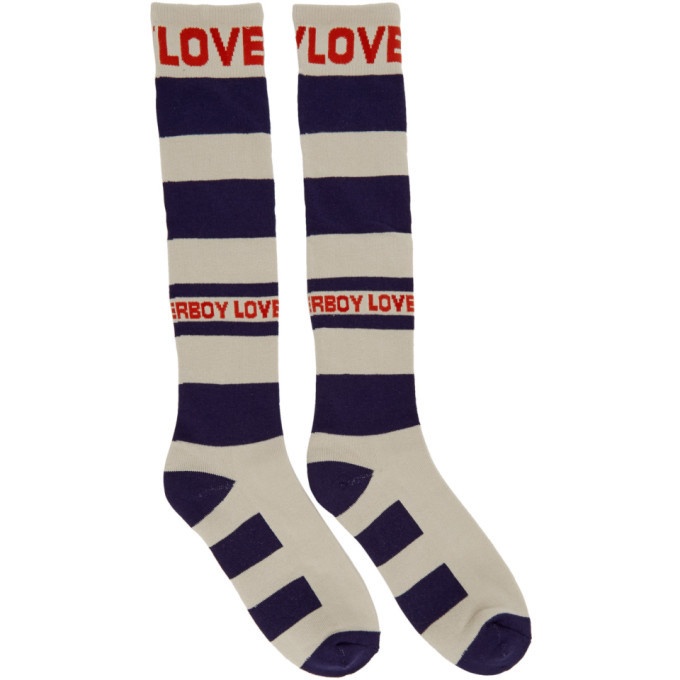 Photo: Charles Jeffrey Loverboy Navy and Off-White Loverboy Socks