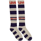 Charles Jeffrey Loverboy Navy and Off-White Loverboy Socks