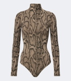 Wolford Snake-print jacquard bodysuit