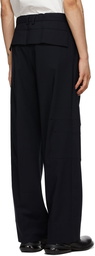 Cornerstone Navy Wool Pleats Trousers