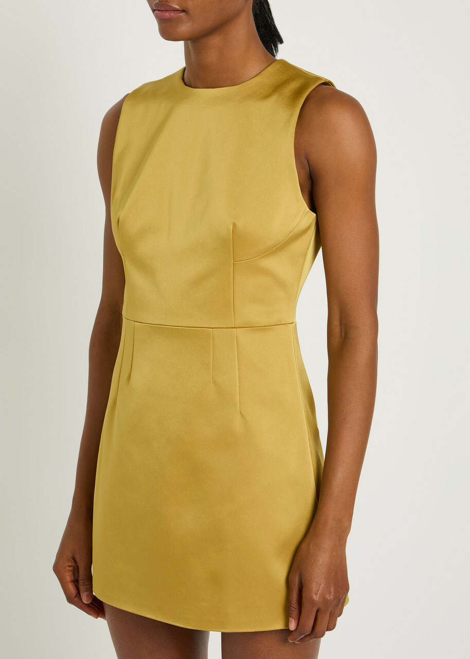 Staud Garden Satin Mini Dress Yellow