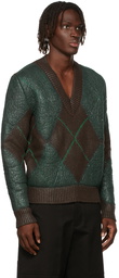 Bottega Veneta Brown & Green Coated Argyle Sweater