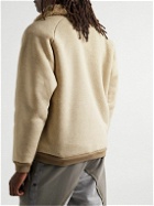 KAPITAL - Logo-Appliquéd Fleece-Lined Knitted Half-Zip Sweatshirt - Neutrals