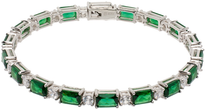 Photo: Hatton Labs Silver & Green Emerald Cut Tennis Bracelet
