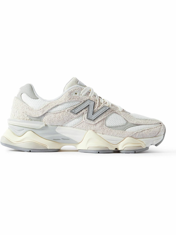 Photo: New Balance - 9060 Mesh-Trimmed Suede Sneakers - White