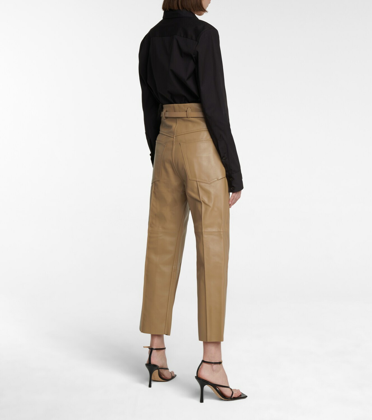 Petar Petrov Pollis B belted high-rise leather pants