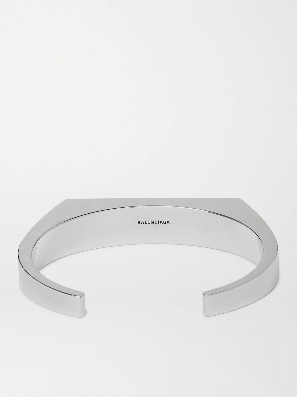【BALENCIAGA】Logo Detailed Silver Cuff Balenciaga - Logo-Detailed Silver-Tone Cuff - Silver Balenciaga