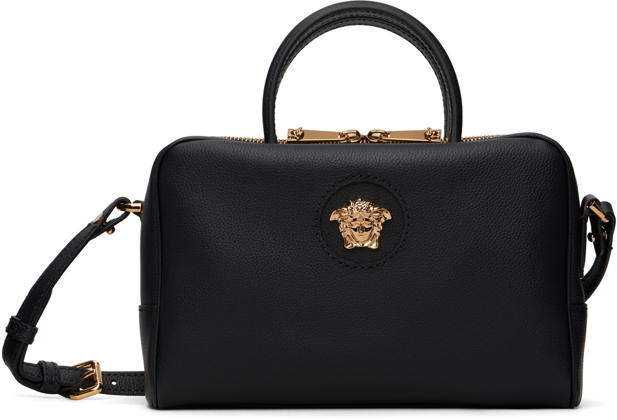 Versace Black 'La Medusa' Leather Boston Bag