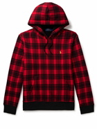 Polo Ralph Lauren - Logo-Embroidered Checked Cotton-Jersey Hoodie - Red