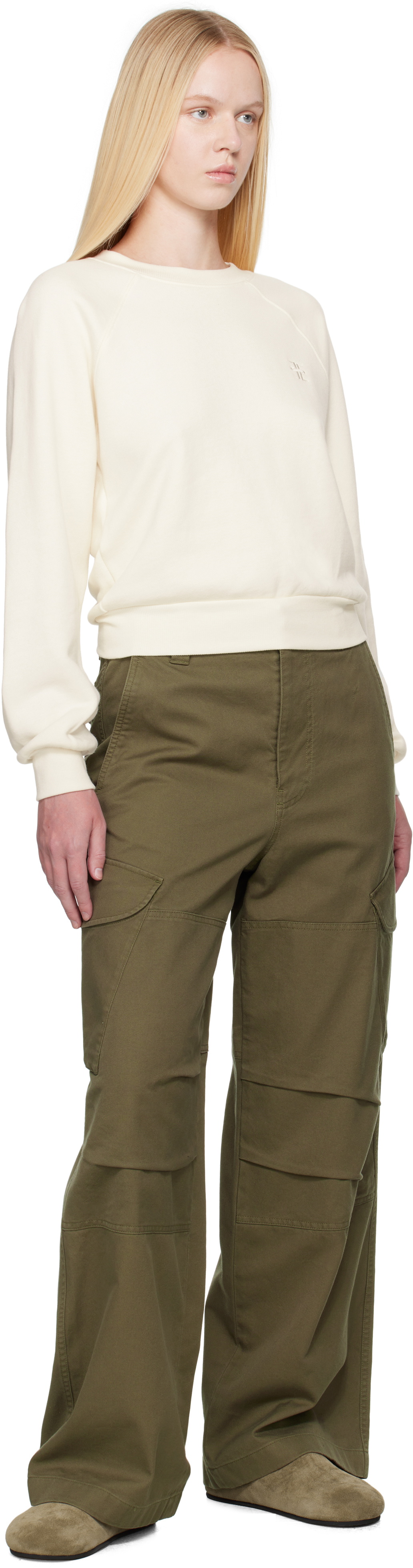 ÉTERNE Off-White Shrunken Raglan Sweatshirt
