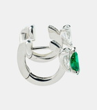 Repossi Serti Sur Vide 18kt white gold single earring with diamonds and emerald