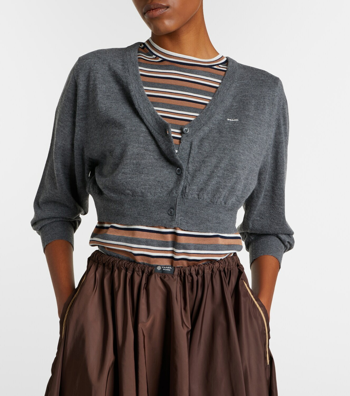 Prada Striped cotton and silk T-shirt