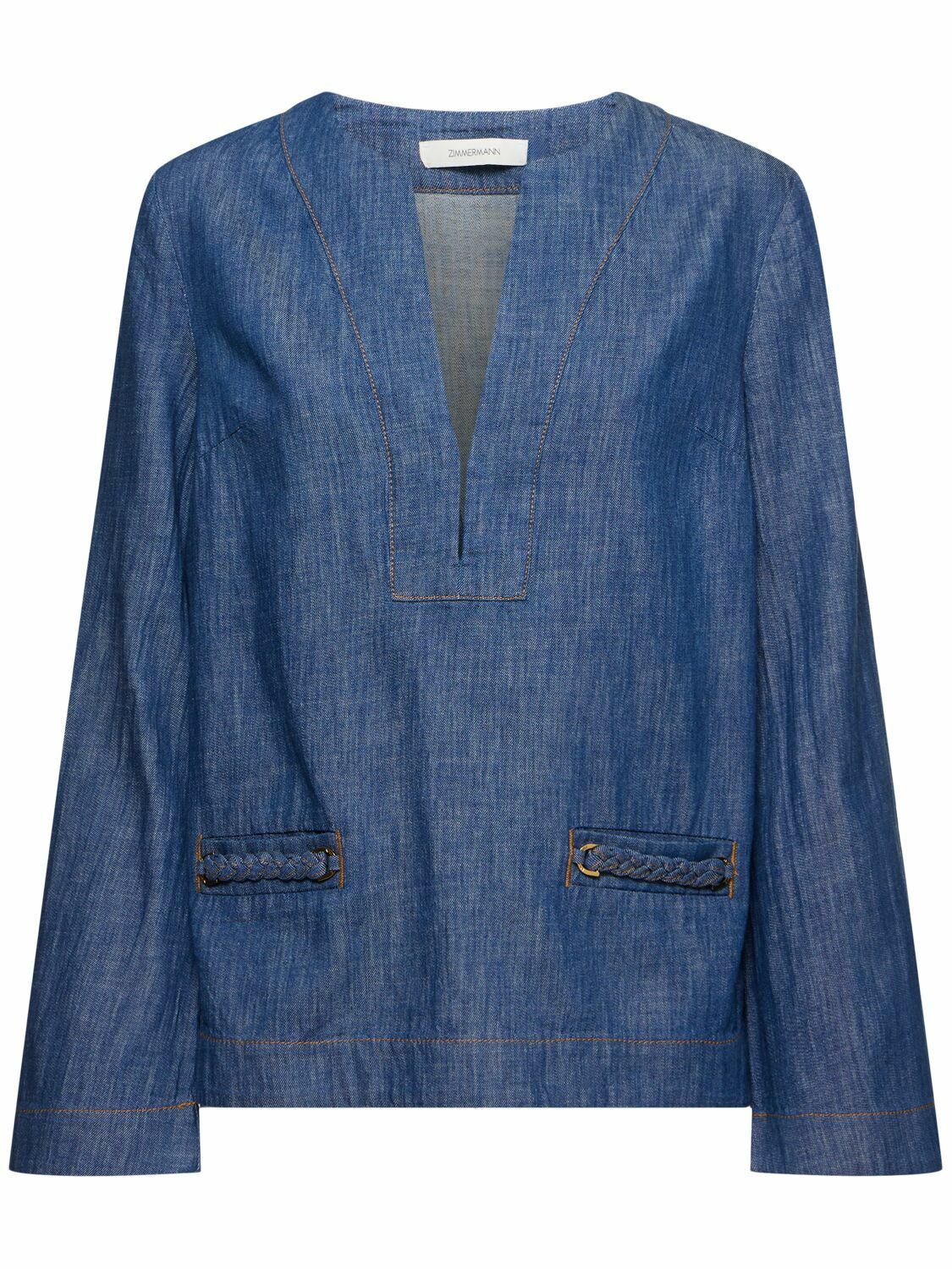 【Zimmermann】Wylie denim tunic ZIMMERMANN Wylie braided denim tunic | NET-A-PORTER