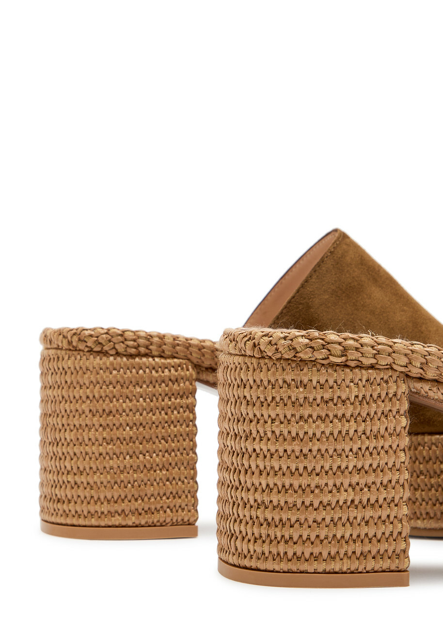 Gianvito Rossi Suede Espadrille Sandals Beige