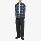 Universal Works Men's Wool Flannel Easy Overshirt in Navy Check