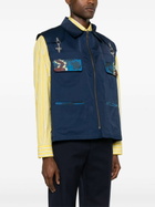 Labrum London Blue Geometric-Print Zip-Up Gilet