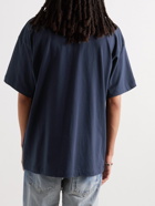 Fear of God - Distressed Logo-Appliquéd Cotton-Jersey T-shirt - Blue