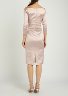 Talbot Runhof Gathered Satin Midi Dress Pink