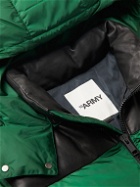 Yves Salomon - Leather-Trimmed Quilted Nylon Hooded Down Jacket - Green