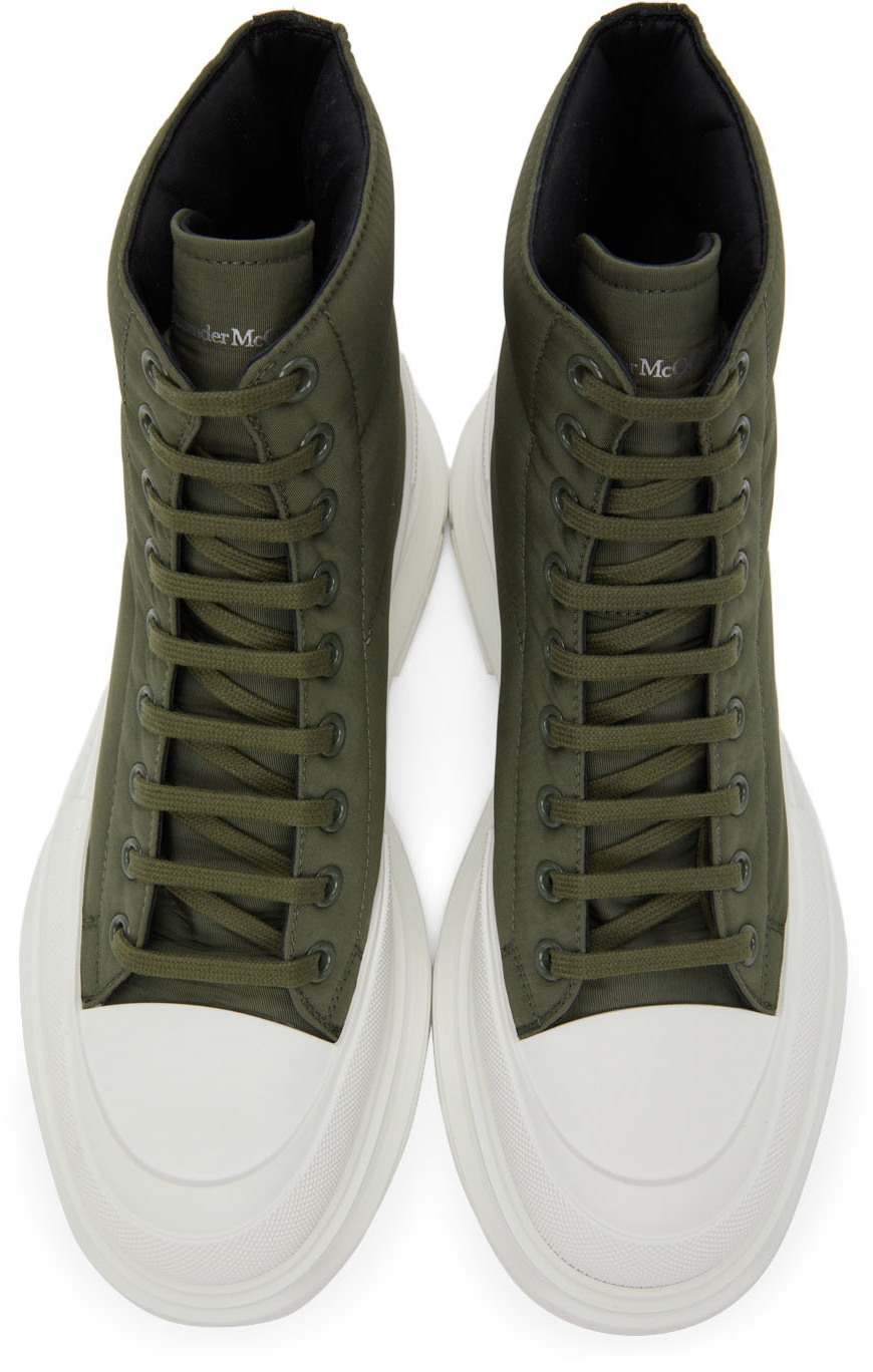 Alexander McQueen Khaki & White Tread Slick Boots