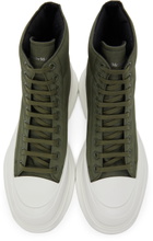 Alexander McQueen Khaki & White Tread Slick Boots