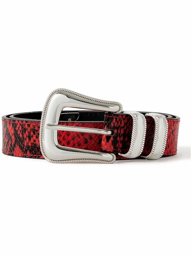 Photo: Metalwood - Throwing Fits 3cm Snake-Effect Leather Golf Belt - Red