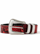 Metalwood - Throwing Fits 3cm Snake-Effect Leather Golf Belt - Red